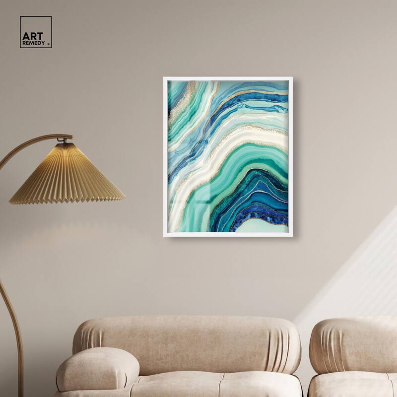 Blue Green Abstract Agate I Shadowbox by Art Remedy