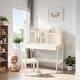 slide 2 of 23, Solid Wood Classic Children's Desk and Chair Set, White, with Bookshelf and Drawers, Compact Multi-Storage, Safe Design