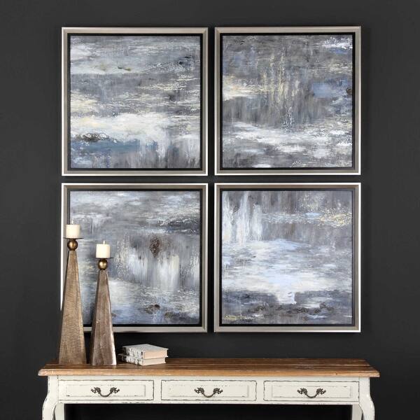 slide 1 of 3, Uttermost 33 Inch x 33 Inch "Shades of Gray" Four Piece Framed Hand - Natural Natural