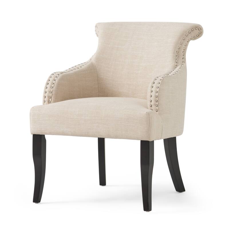 Light Beige 26" Arm Chair with Nailheads