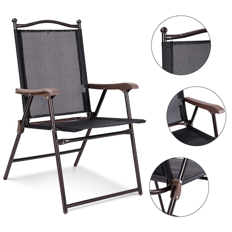 Costway Set of 2 Patio Folding Sling Back Chairs Camping Deck Garden - Set of 2