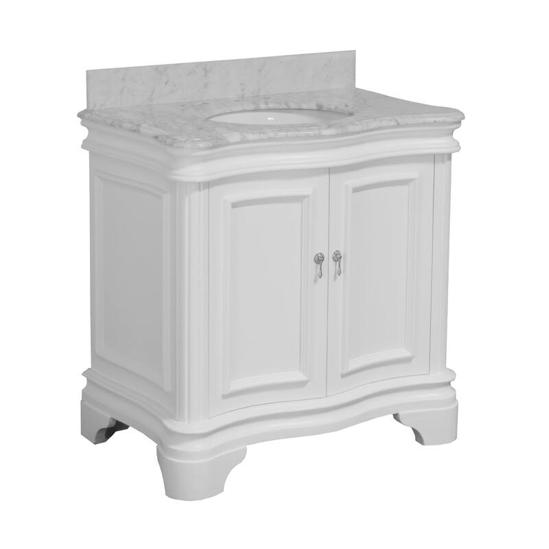 KitchenBathCollection Katherine 36" Bathroom Vanity with Carrara Marble Top
