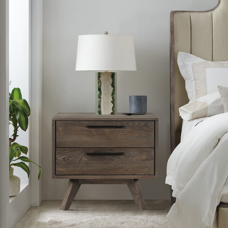 Astoria 4 Piece Bedroom Set in Oak with Black Faux Leather