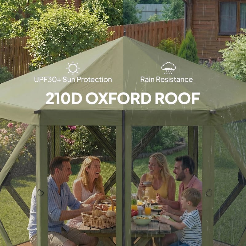 Outsunny 10 x 11 ft Pop Up Gazebo Screen Tent, Outdoor Portable Instant Camping Canopy Screen House Sun Shelter