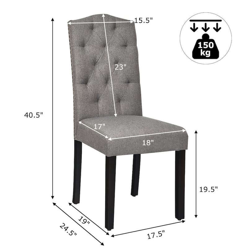 Gymax Set of 4 Tufted Dining Chair Upholstered w/ Nailhead Trim & - See Details