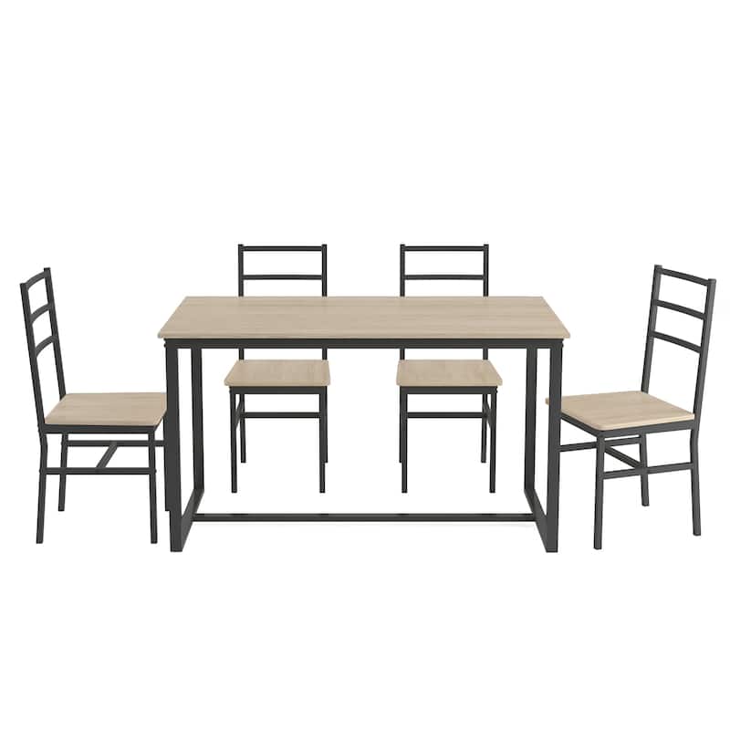 Modern Dining Table Set with Industrial Style Backrest Table and Chairs, Kitchen Breakfast Nook, Coffee Table, Workbench