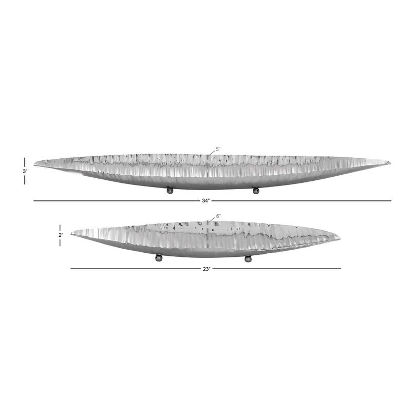 Silver Stainless Steel Metal Decorative Bowl Decorative Bowl with Hammered Design (Set of 2) - S/2 34", 23"W