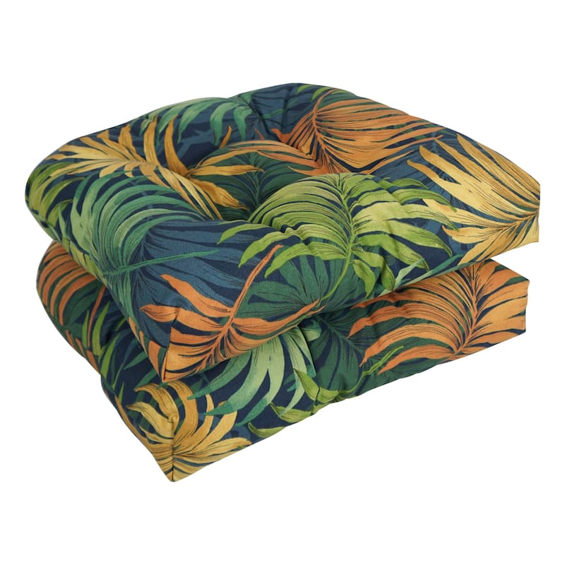 19-inch Rounded Back Indoor/Outdoor Chair Cushions (Set of 2) - 19" x 19" - Laperta Monsoon