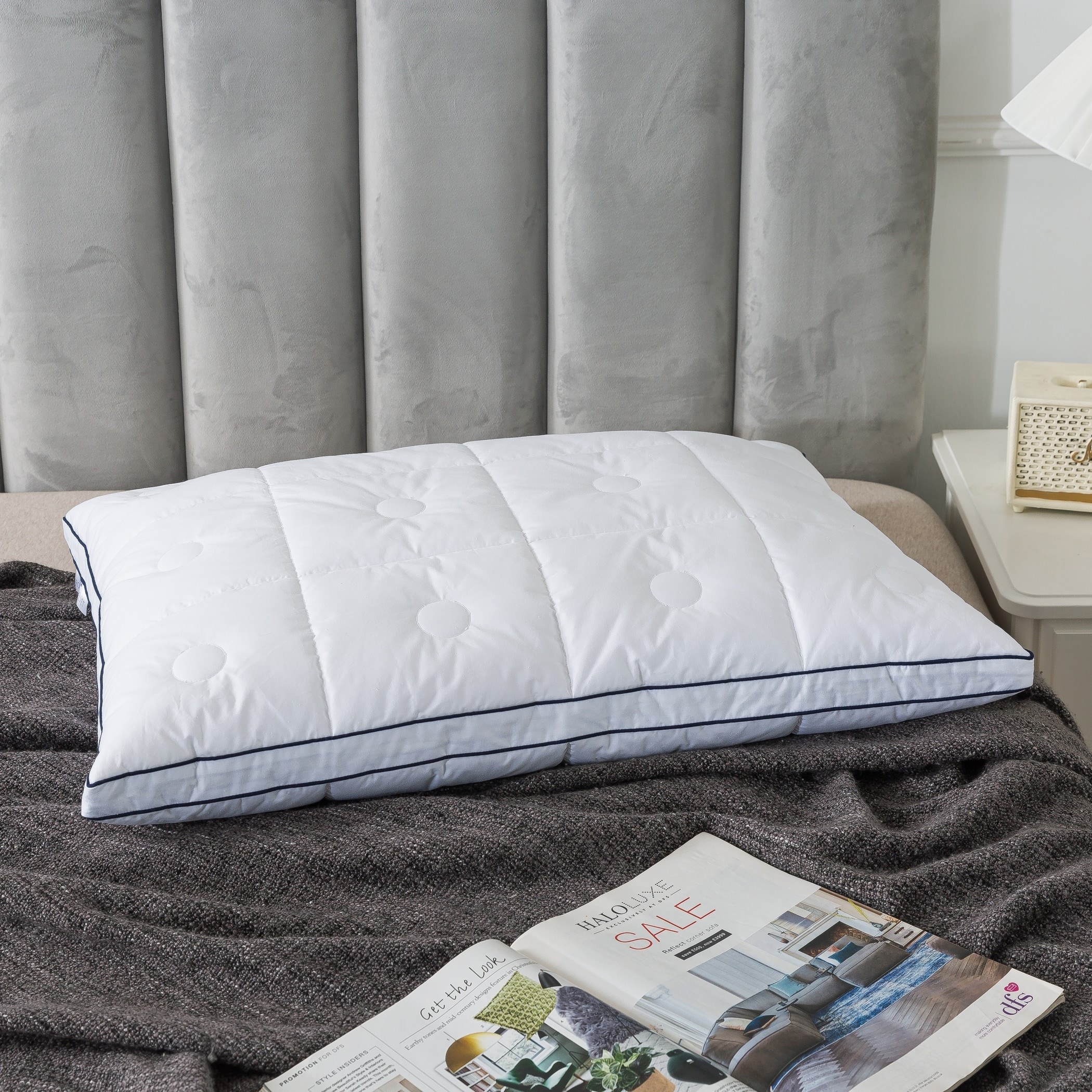 Royal Velvet Gel Fiber Quilted Surround Pillow White On Sale