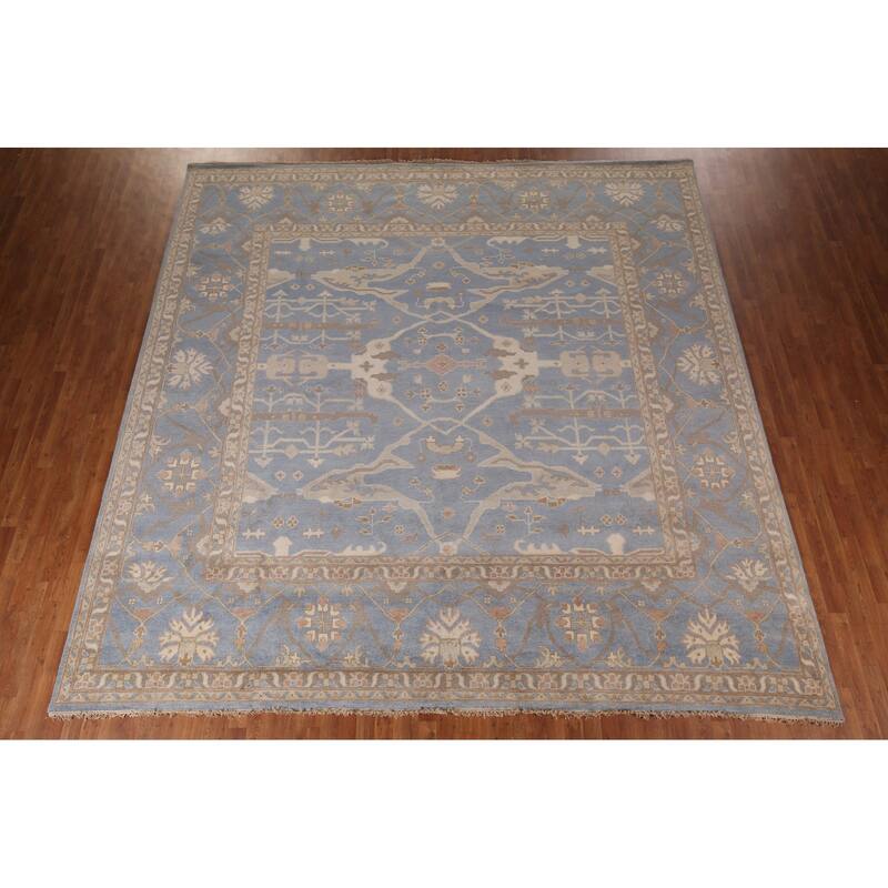 Floral Oushak Large Square Rug Handmade Wool Carpet - 11'11"x 12'2"