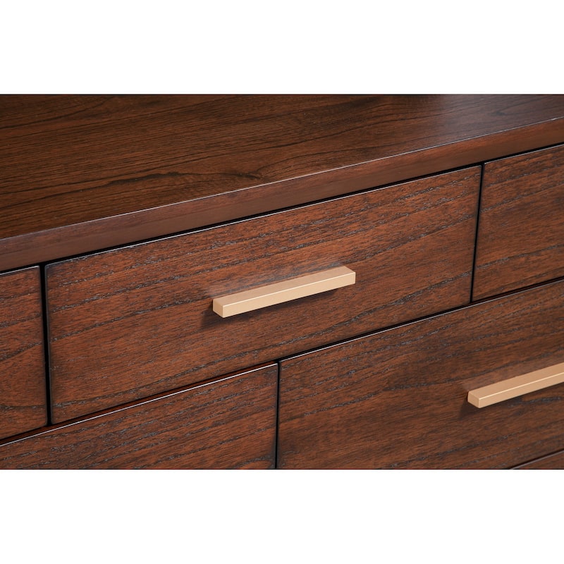 60 Inch Wooden Dresser with 7 Drawers, Brown