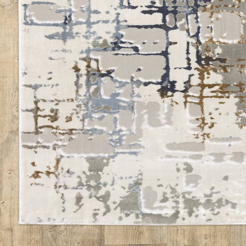 Style Haven Emery Industrial Abstract Grey/ Blue Mixed-Pile Area Rug