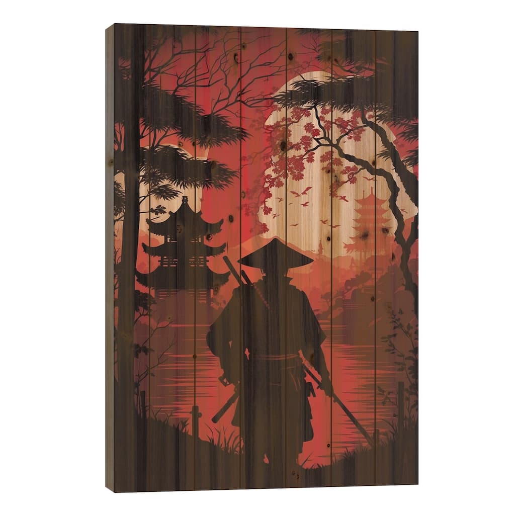 Japanese Samurai II Print On Wood by Durro Art - Multi-Color
