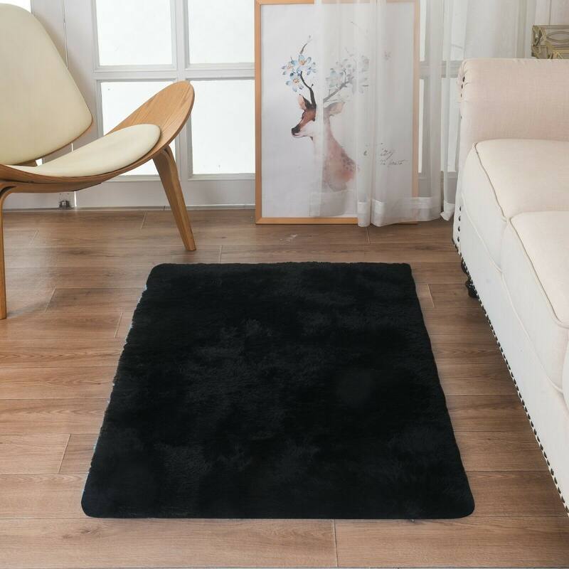Modern Soft PV Plush Furry Area Rug NonSlip Fuzzy Shag Floor