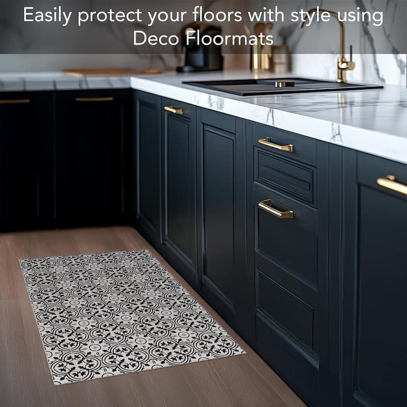Neutral Stripes Design Deco-Floormat, Decorative Mat, Waterproof, Low Profile, Eco-Friendly Non Slip, Made in The USA (3' x 2')