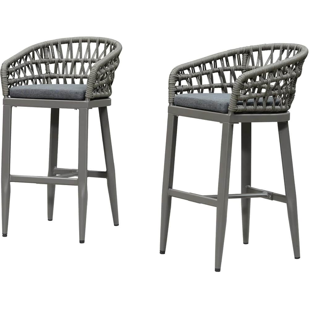 PURPLE LEAF Outdoor Dining Chairs Set of 2 Patio Bar Stools