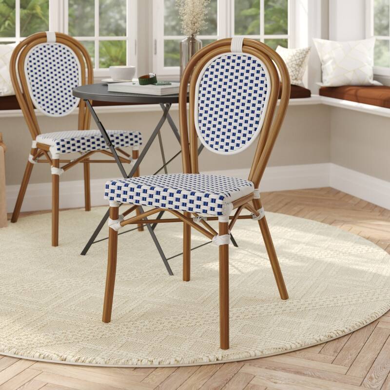 All-Weather Commercial Paris Chair with Black Metal Frame