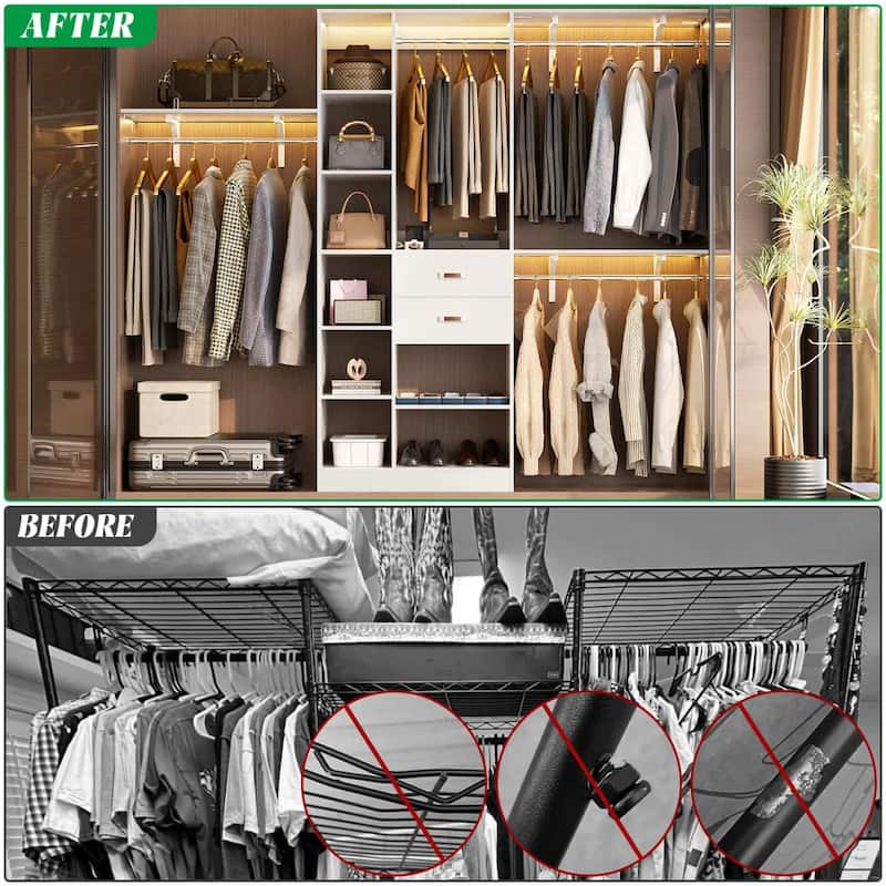 31.5'' to 96'' W Closet Organizer System with Drawers and Tower Shelves for Reach-in and Walk-in Closet