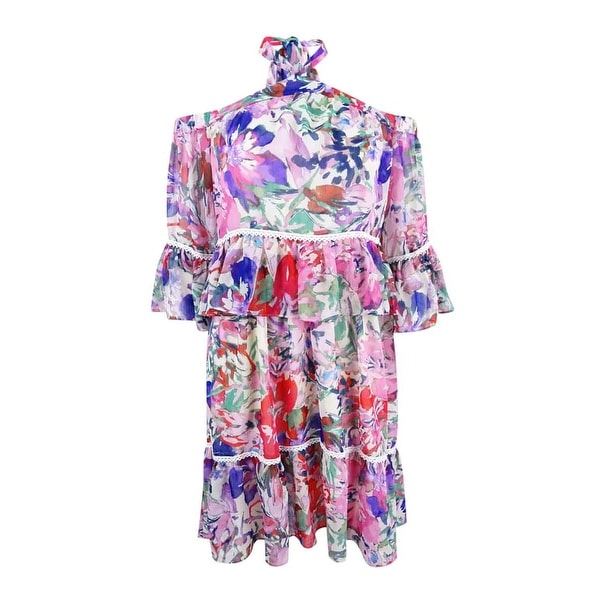 Rachel Roy Women's Printed Cold-Shoulder Dress - Pink
