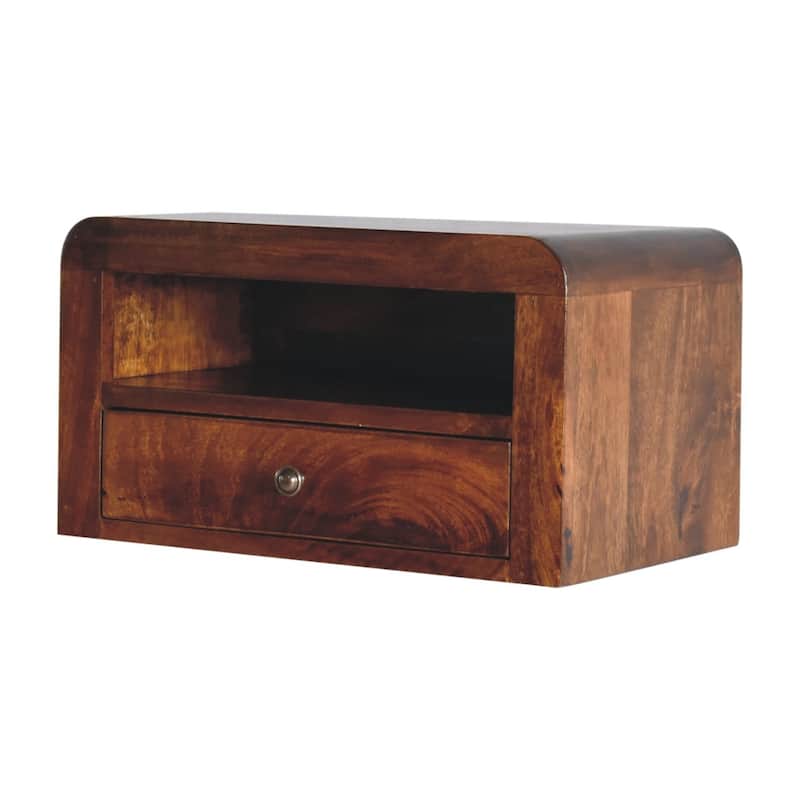 Artisan Furniture Solid Wood Chunky Chestnut Floating Bedside, 1 Drawer and 1 Shelf