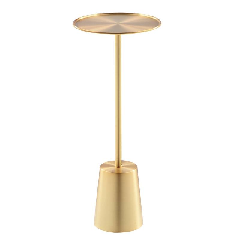 8 in. Gold Round Metal End Table, Sturdy Build End Side Table for Living Rooms