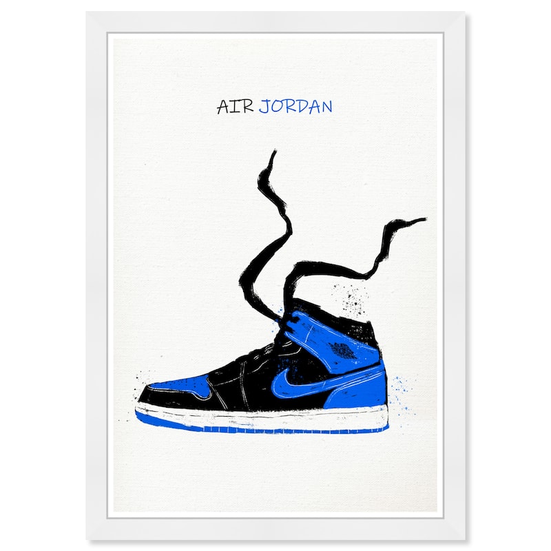 Wynwood Studio Prints Fashion and Glam Air jordan Drawing V Blue and Sapphire Blue Modern & Contemporary Wall Art Canvas Print