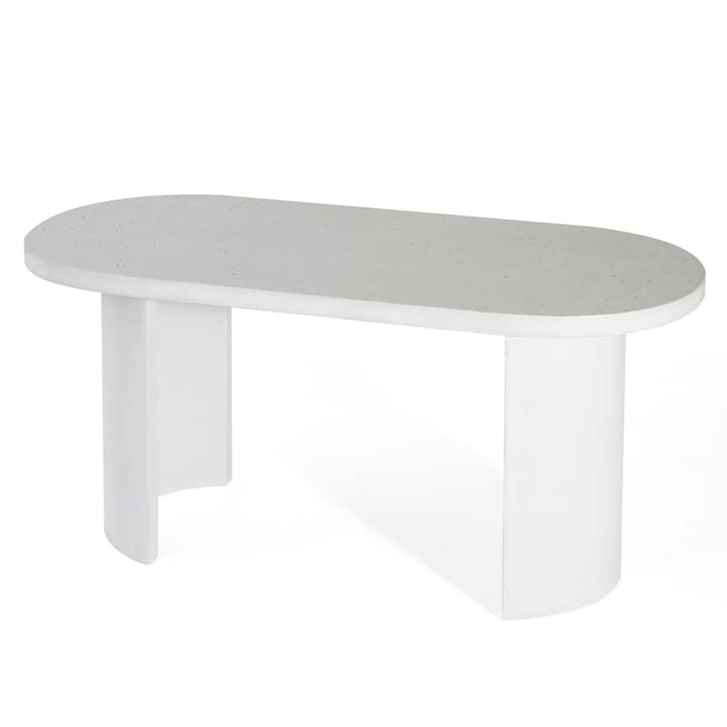 Christopher Knight Home - Vireo Terrazzo White Concrete Patio Dining Table with Bench
