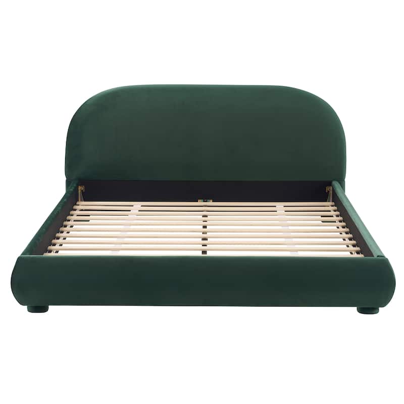 Christopher Knight Home - Dreamy Simple Modern Cream Boucle Upholstered King Bed with Curved Headboard