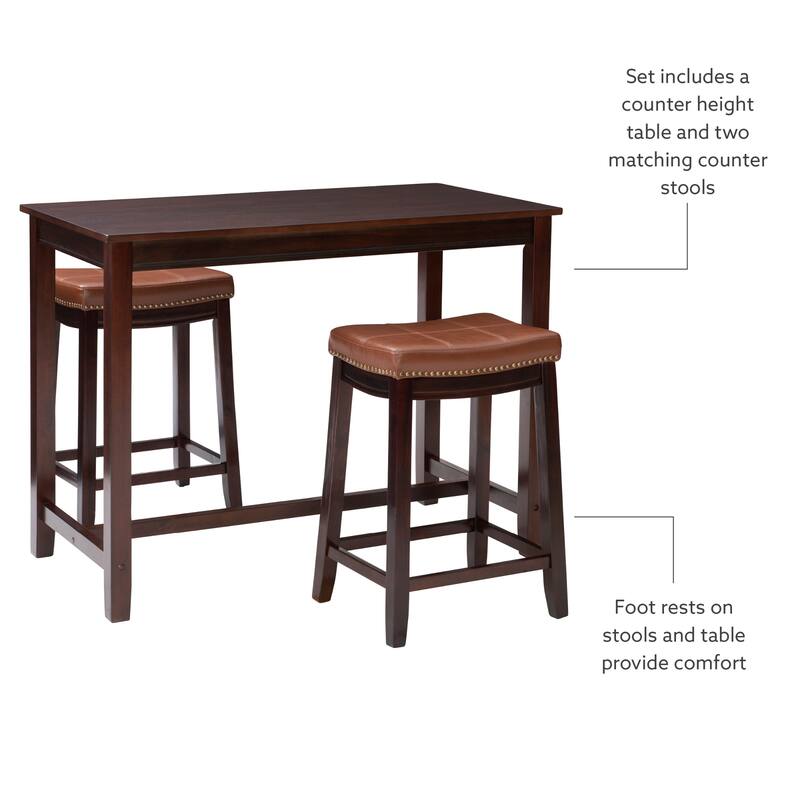 3-Piece Counter Table and Stools - 47.25" - Brown