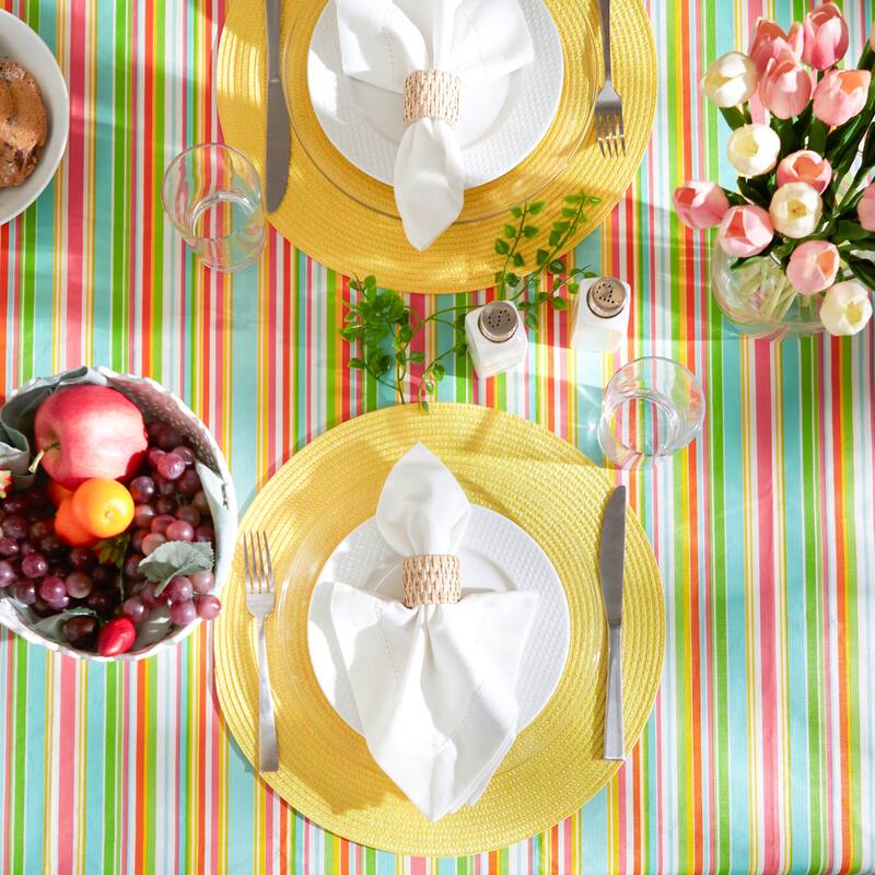Spring Stripe Vinyl Tablecloth