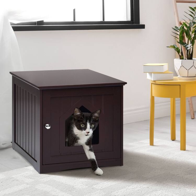 Stylish Cat House Nightstand with Magnetic Door for Easy Cleaning - 20" x 19.5" x 18.5" (L x W x H)