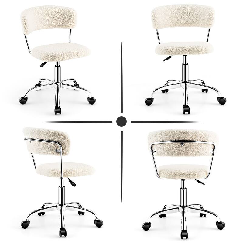 Home Office Chair Low Back Swivel Leisure Chair w Padded Seat - White