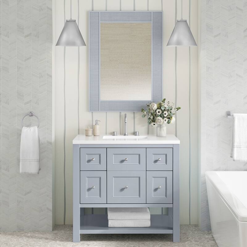 James Martin Vanities D225-M28 Solene 28"W x 38"H Rectangular Flat - Serenity Blue