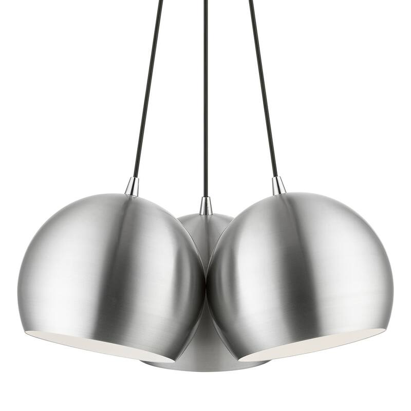Livex Lighting 43393 Piedmont 3 Light 22" Wide Multi Light Pendant - Brushed Aluminum / Polished Chrome