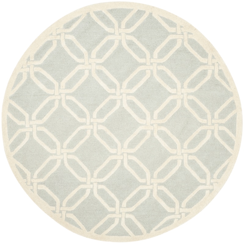 SAFAVIEH Handmade Cambridge Nhung Modern Moroccan Wool Rug - 6' Round - Light Grey/Ivory