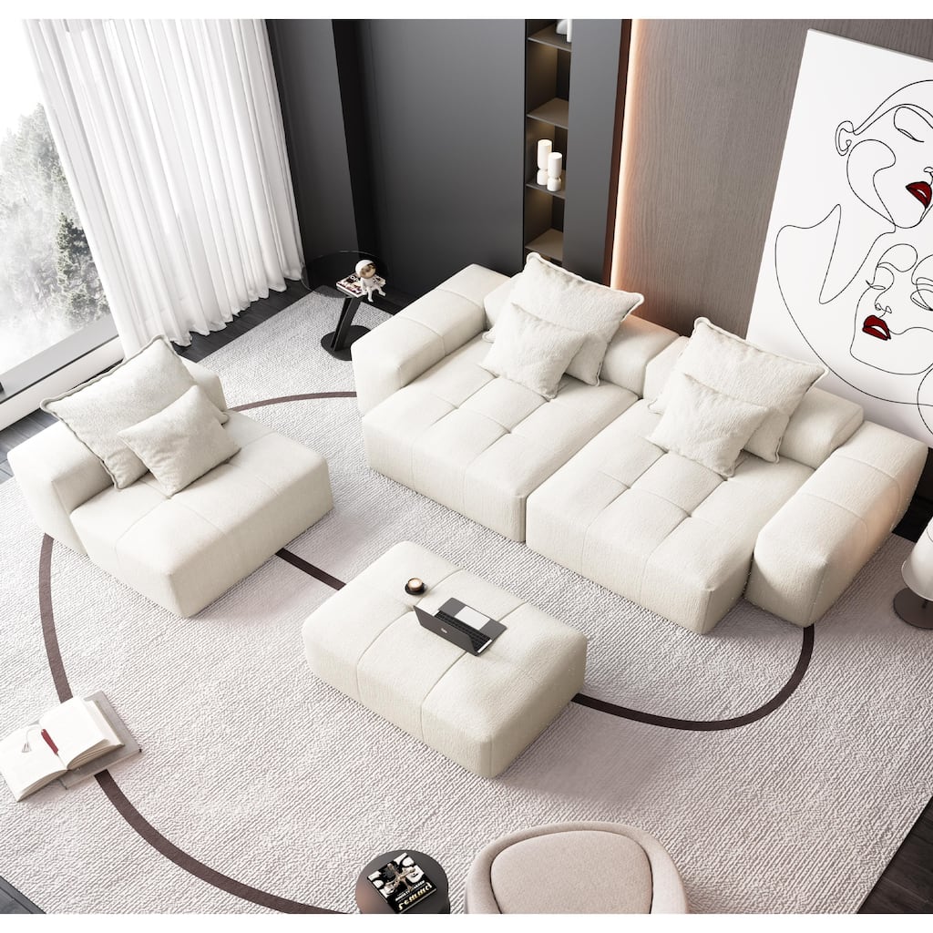 Modern 6 PCS DIY Combination Modular Sofa with 6 Pillows