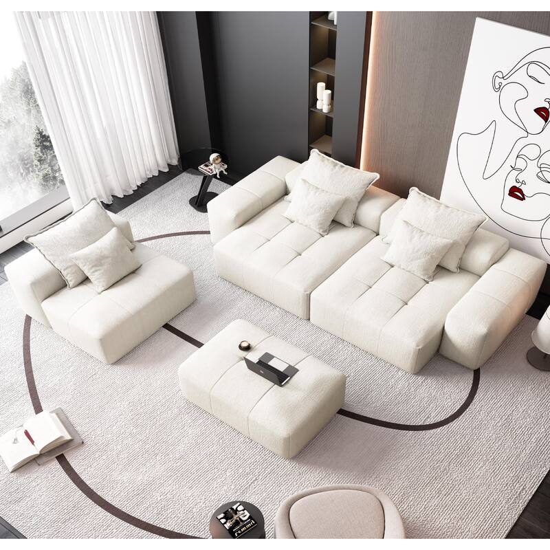 Modern Oversized Modular Sectional Sofa,with 6 Pillows,6 PCS DIY Combination Tufted Sofa