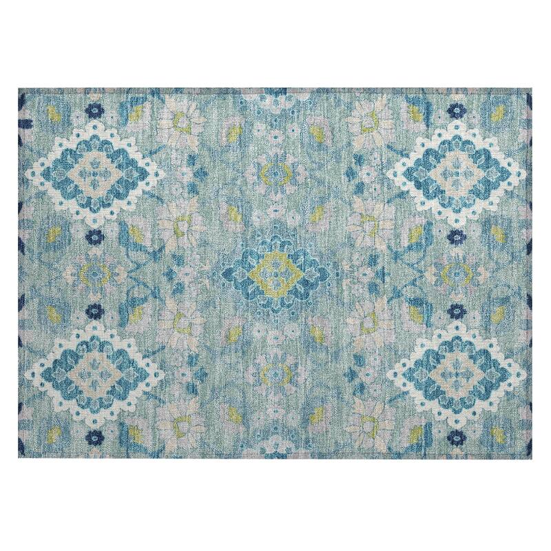 Machine Washable Indoor/ Outdoor Boho Traditional Chantille Rug