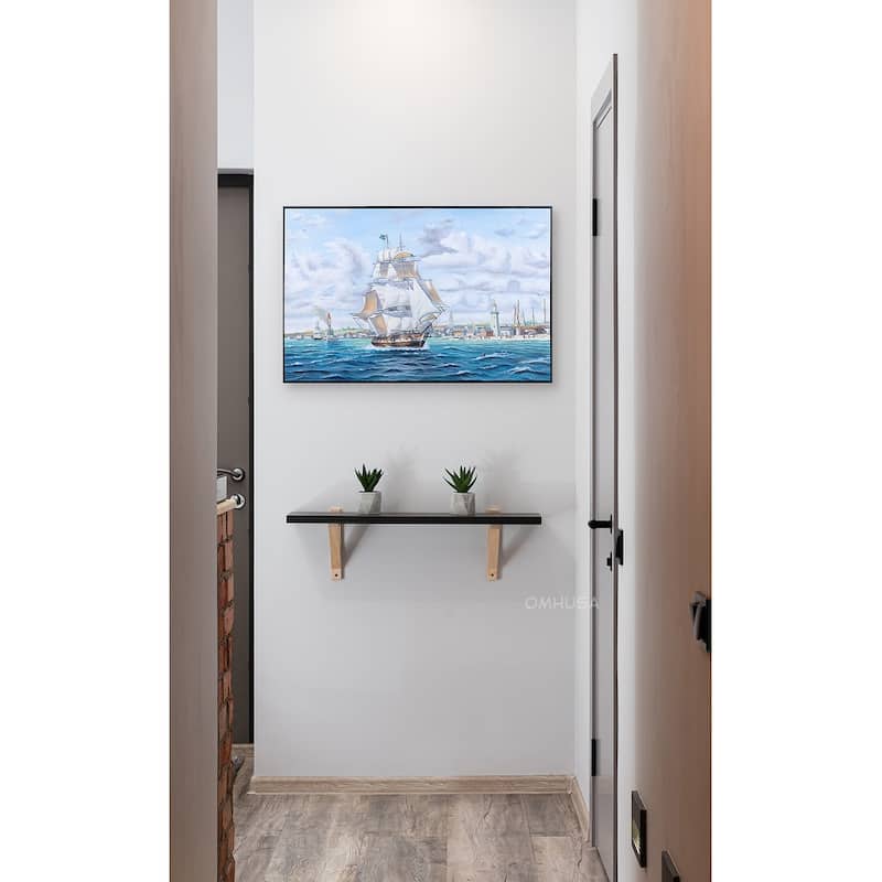 Whaler 'Lexington' Leaving Nantucket - Canvas Painting - Wood - Black