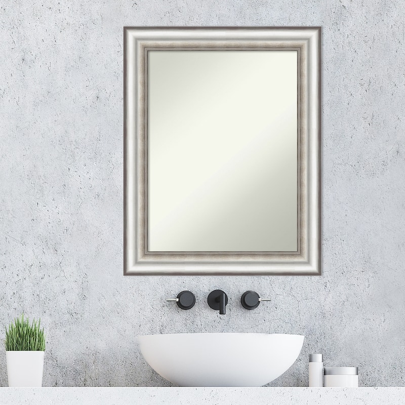 Non-Beveled Bathroom Wall Mirror - Salon Silver Frame