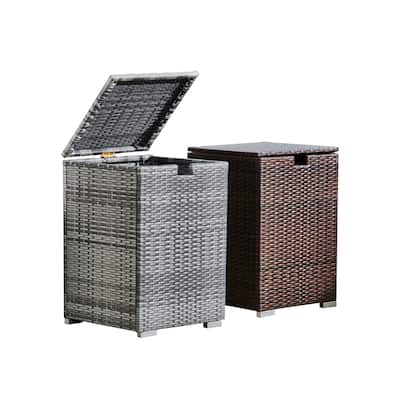Teamson Home 23.5" Outdoor PE Rattan & Wicker Propane Tank for 20-lb. tanks Cover Table, Gray