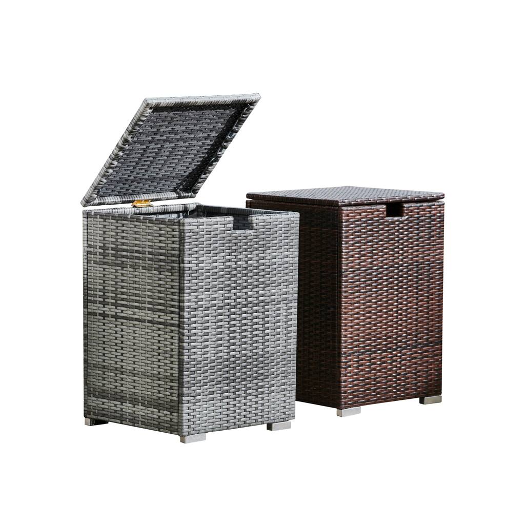 Teamson Home 23.5" Outdoor PE Rattan & Wicker Propane Tank for 20-lb. tanks Cover Table, Gray