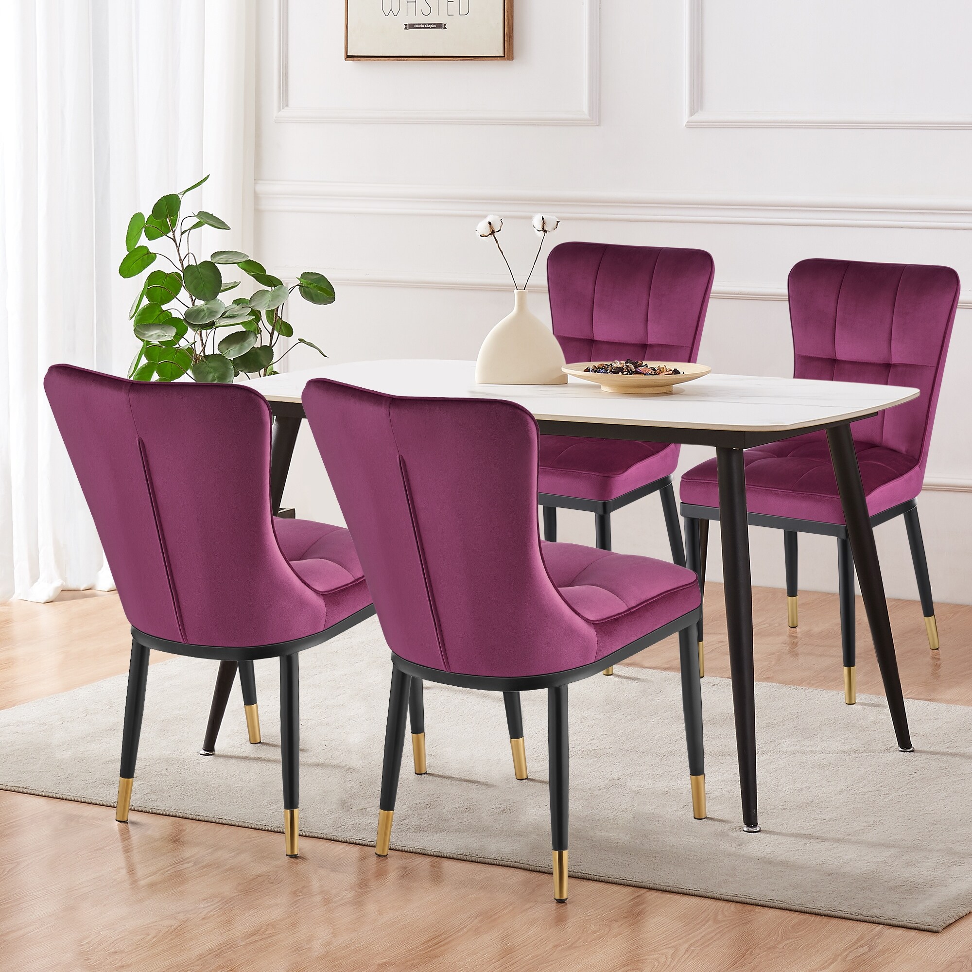 Purple velvet discount dining room chairs