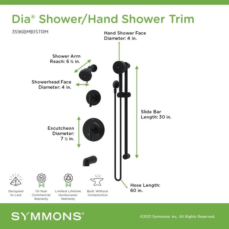 Symmons 3596B15TRM Dia HydroMersion Pressure Balanced Tub and Shower