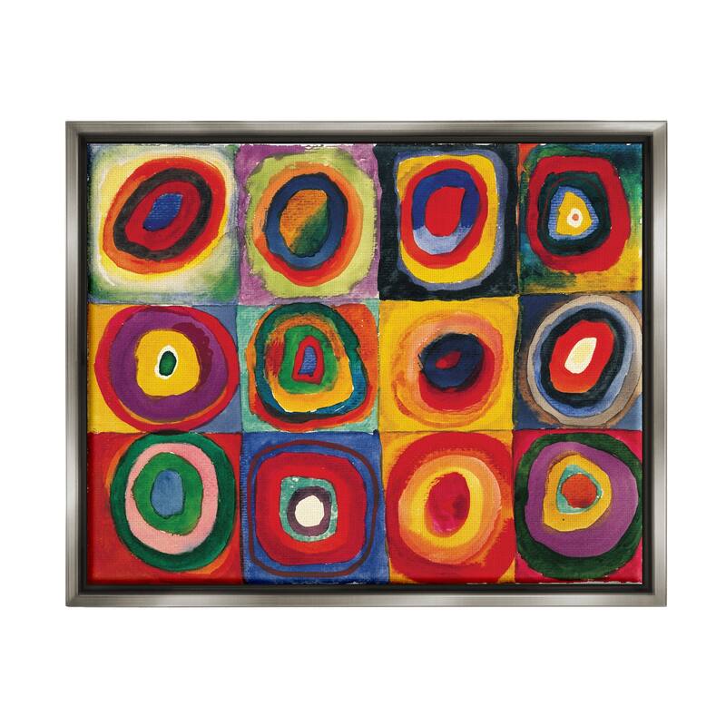 Stupell Modern Circle Shapes Aligned Abstract Swirl Pattern Floater Frame, Design by Wassily Kandinsky - 21 x 17 - Grey