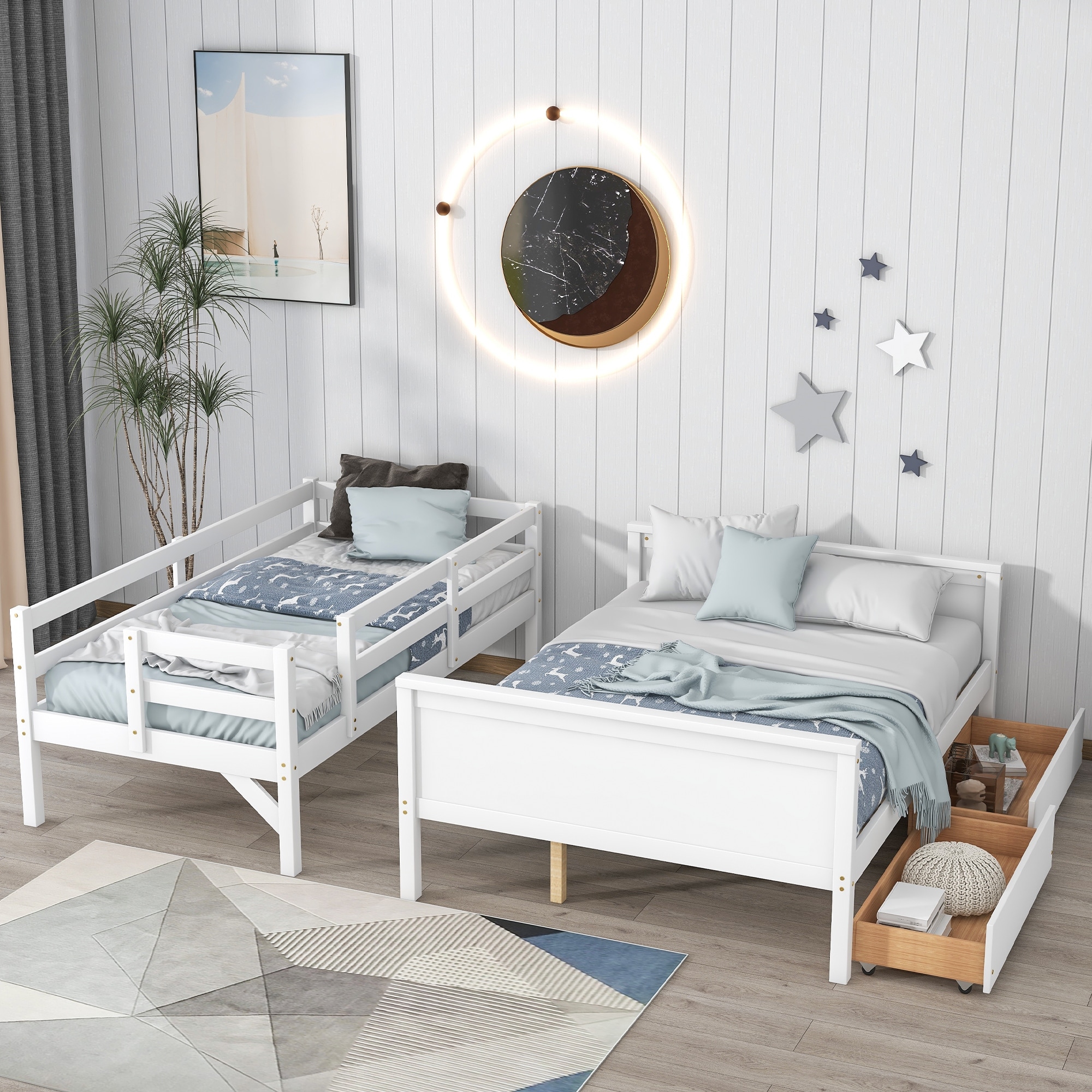 Twin over Full Bunk Bed with 2 Drawers