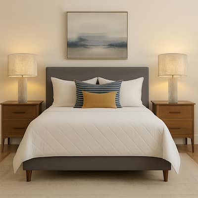1-Light 22'' Modern Coastal Natural Cylinder Travetine Table Lamp With Beige Linen Shade For Bedroom and Living Room(2-Pack)