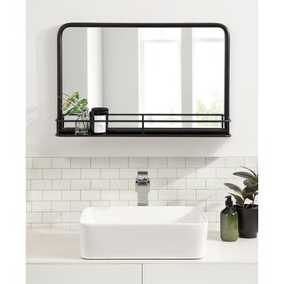 Kate and Laurel Estero Metal Framed Radius Rectangle Mirror with Shelf