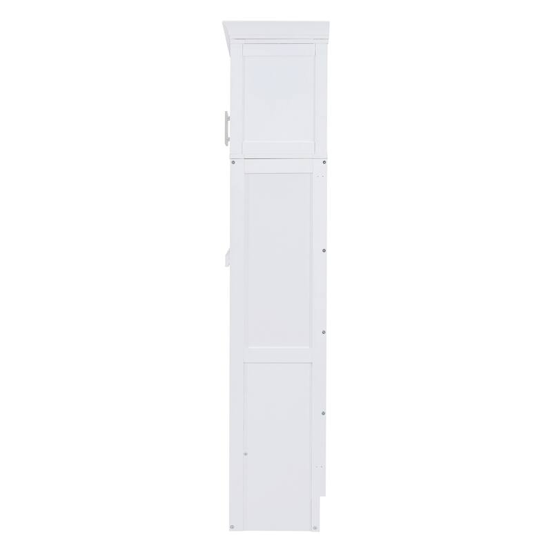 White Queen Size Modern Style Multi-function Murphy Bed with Top Cabinets for Small Apartment or Studio
