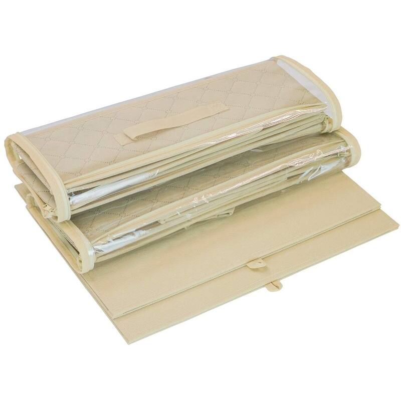 Storage Bags Closet & Underbed Organizer Set, Clear Cover, Foldable with Carry Handles (2-Pack)